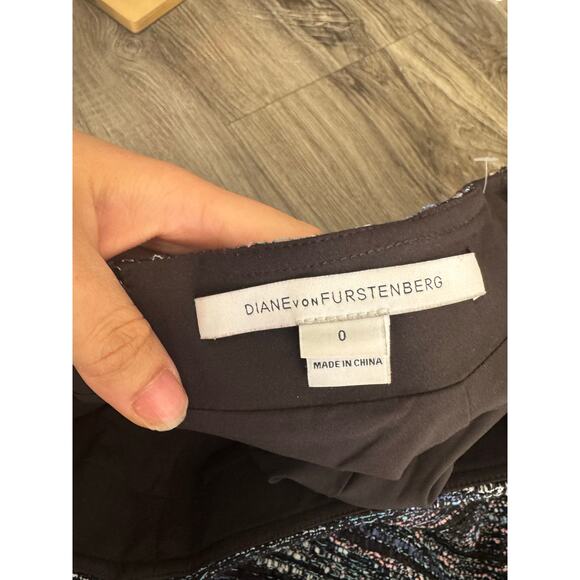 DVF Tweed Jacket & Skirt Set Blue Metallic Women’s Suit Size 2/0 Elegant Chic - Picture 6 of 16